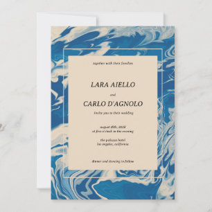 Invitación Boda costero moderno con Marcado Azul