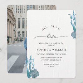 Invitación Boda costero náutico del océano marino azul