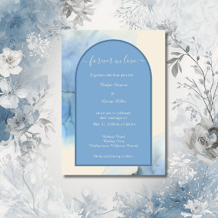 Invitación boda costero romántico azul abstracto