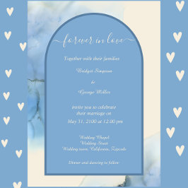 Invitación boda costero romántico azul abstracto