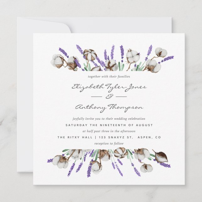 Invitación Boda Cotton Lavender (Anverso)
