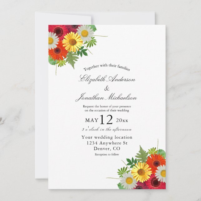 Invitación Boda Country Daisies (Anverso)