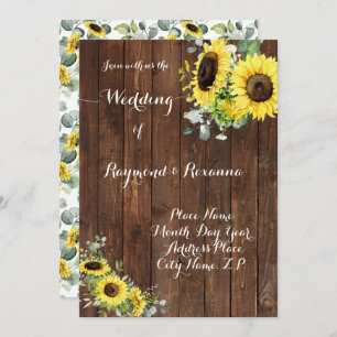 Invitación Boda Country Greenery Sunflowers