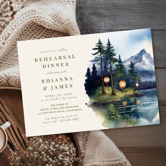 Invitación Boda Country Lake Twilight Cena (Wedding Rehearsal Dinner Invitation  from the Country Lake wedding collection by Darling & May)