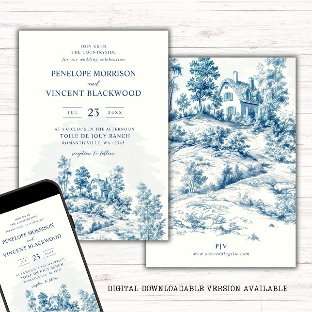 Invitación Boda Countryside Toile de Jouy (Subido por el creador)