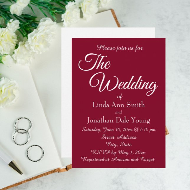 Invitación Boda Cranberry Red Simple Style (In Situ Wedding)