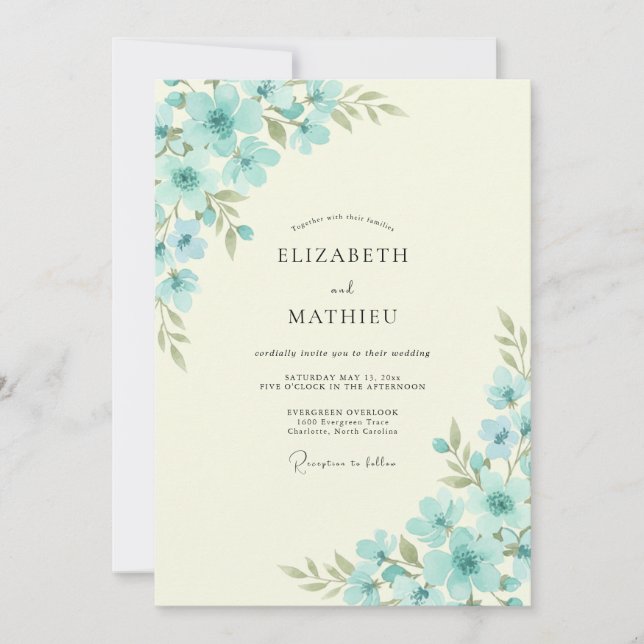 Invitación Boda Cream Aqua Poppy (Anverso)