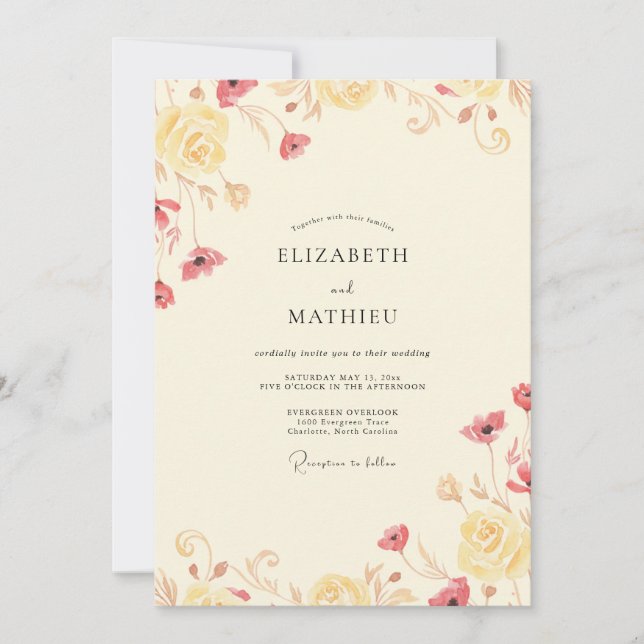 Invitación Boda Cream Coral Poppy (Anverso)