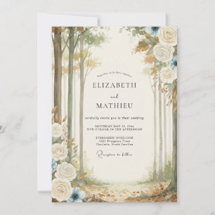 Invitación Boda Cream Gold Woodland Eucalipto