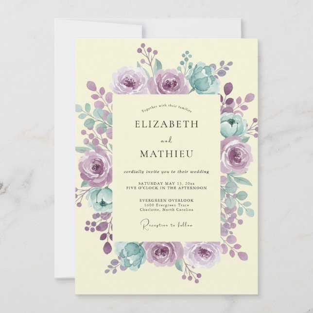 Invitación Boda Cream Mauve Bloom (Anverso)