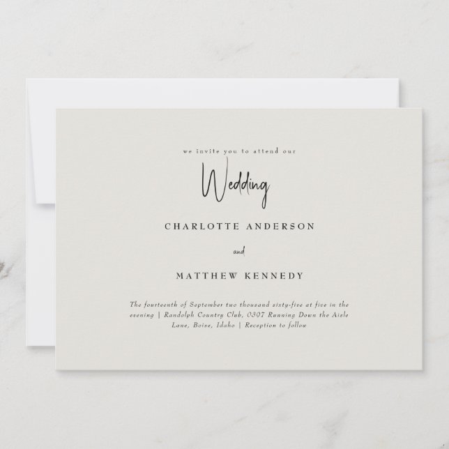 Invitación Boda Cream Simply Us Sin Padres (Anverso)