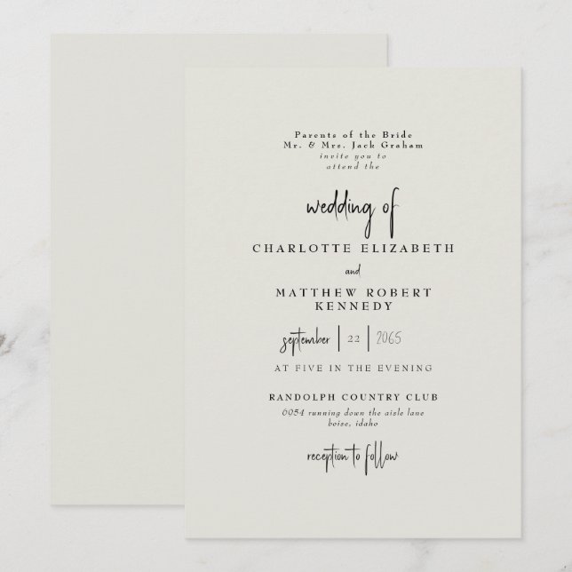 Invitación Boda Crema Fiel para siempre III (Anverso / Reverso)