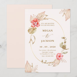 Invitación Boda crema tranquila y floral elegante