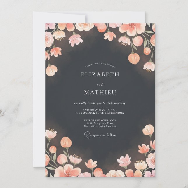 Invitación Boda Crepuscular Sensual Gris Carbón (Anverso)