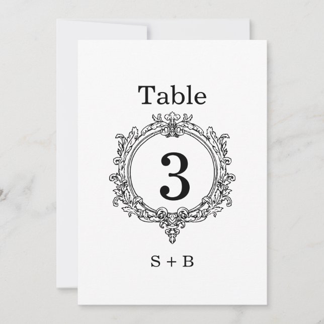 Invitación boda Cresta de follaje en blanco y negro (Anverso)
