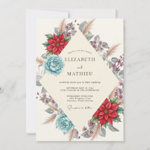 Invitación Boda Crimson Aqua Dahlia