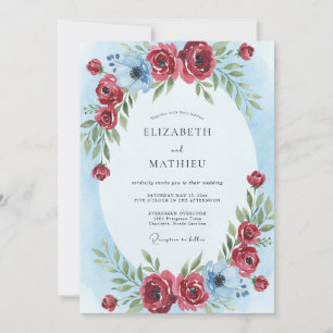 Invitación Boda Crimson Azure Ranunculus Eucalipto