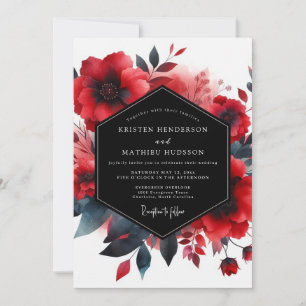 Invitación Boda Crimson Indigo Bloom