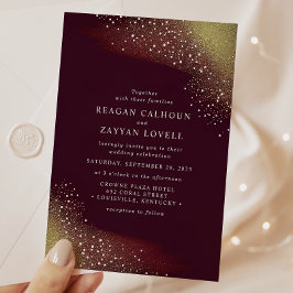 Invitación Boda Crimson Profundo de Noche Starry