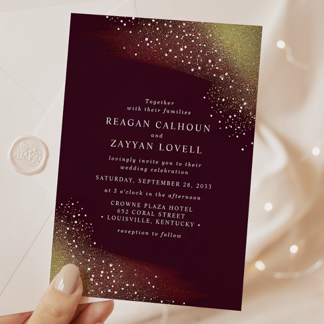 Invitación Boda Crimson Profundo de Noche Starry (Subido por el creador)