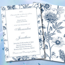 Boda Cristiana Chinoiserie Floral Azul