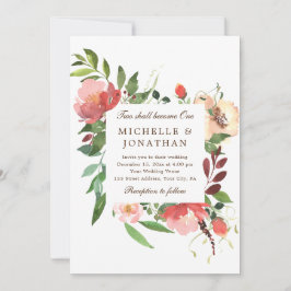 Invitación Boda cristiana color de agua floral rosa de Rubor