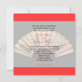 Invitación Boda cristiana con abanico de seda y bambú chino