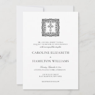 Invitación Boda cristiana con guión negro simple Caroline