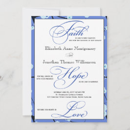 Invitación Boda cristiana contemporánea floral azul