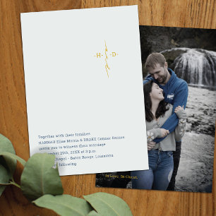 Invitación Boda Cristiana Cruz de Iniciales de la Pareja en
