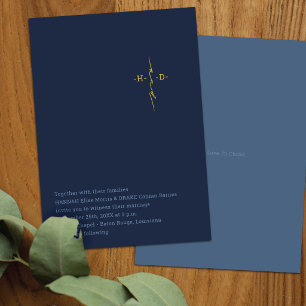 Invitación Boda Cristiana   Cruz de Oro con Iniciales de la P
