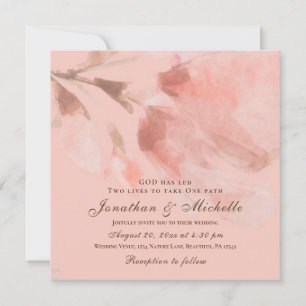 Invitación Boda cristiana de color rosa rosa floral