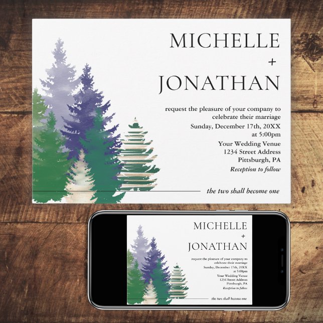 Invitación Boda cristiana de la Rústica Verde Forestal Modern (Subido por el creador)