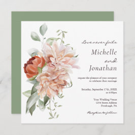 Invitación Boda cristiana de la vegetación floral rosa de Rub
