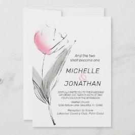 Invitación Boda cristiana de tulipán gris de Rubor rosa moder