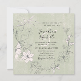 Invitación Boda cristiana del jardín floral verde de Rubor ro