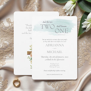 Invitación Boda Cristiana Dos se Convierten en Uno Acuarela V