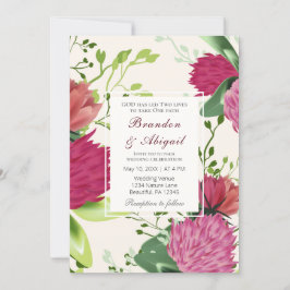 Invitación Boda cristiana floral del amante verde rosa