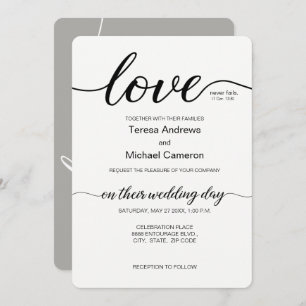 Invitación Boda cristiana gris en el guión de amor