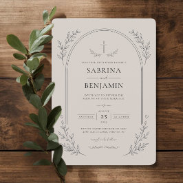 Invitación Boda Cristiana Minimalista Dibujada a Mano