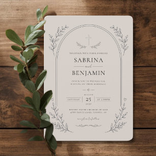 Invitación Boda Cristiana Minimalista Dibujada a Mano