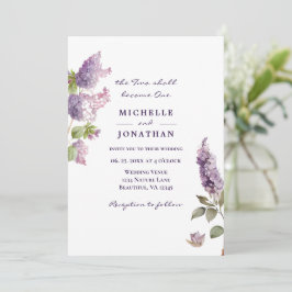 Invitación Boda cristiana simple de flores de lila