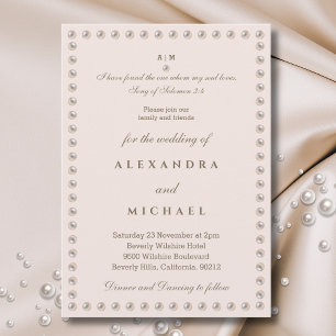 Invitación Boda Cristiana Verso de la Biblia Perla Rosa Polvo