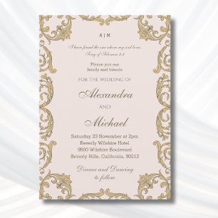 Invitación Boda cristiana vintage rosa polvoriento versículo
