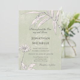 Invitación Boda cristiano-botánico de color rosa verde