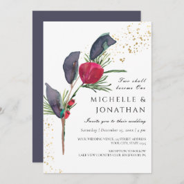 Invitación Boda cristiano cristiano de invierno gris verde ro
