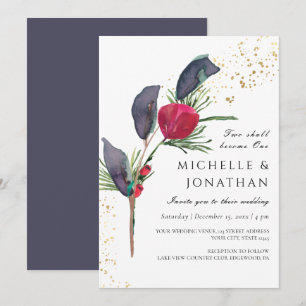 Invitación Boda cristiano cristiano de invierno gris verde ro