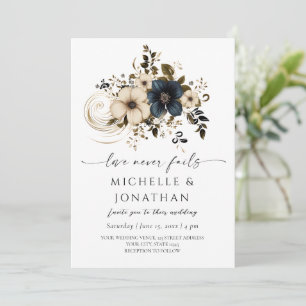 Invitación Boda cristiano de la Biblia floral gris oscura bla