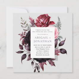 Invitación Boda cristiano de la bíblica floral gris rosa oscu