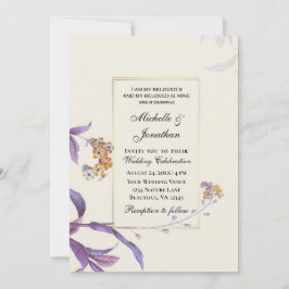 Invitación Boda cristiano de las flores moradas de oro modern